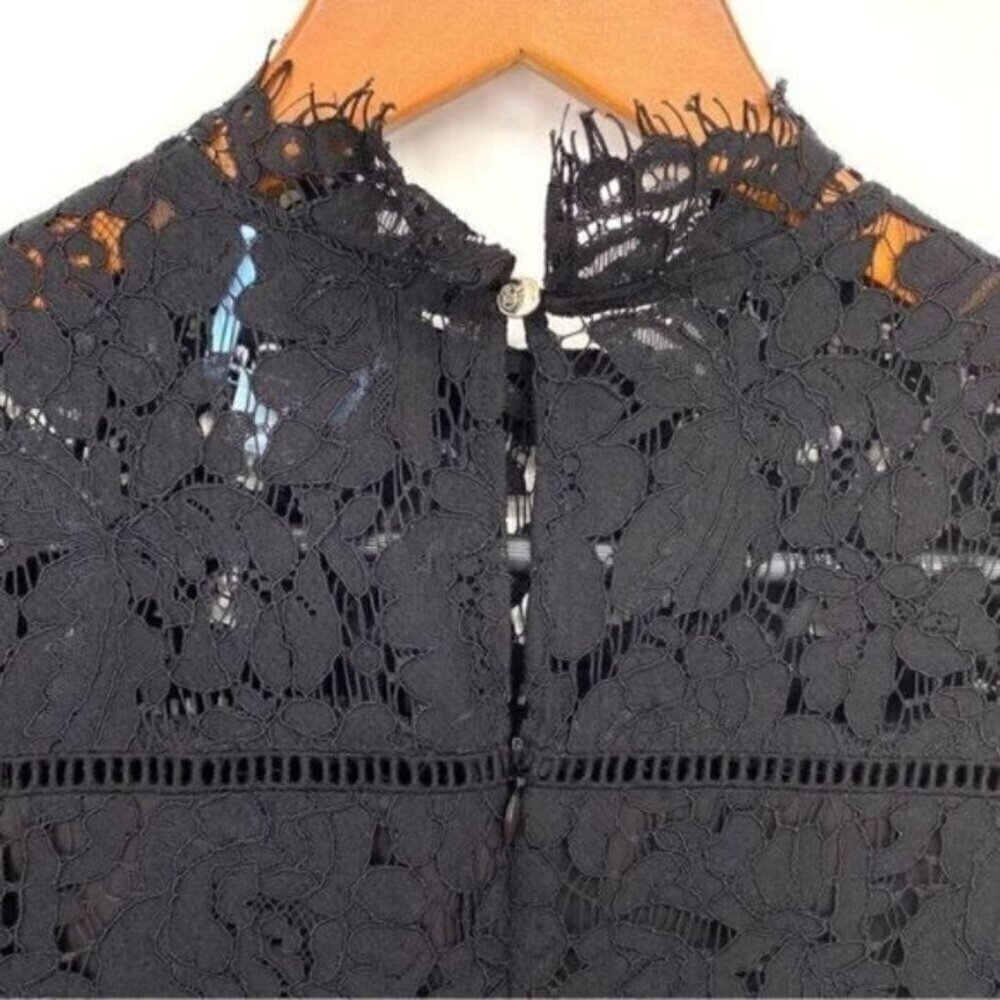 CeCe by Cynthia Steffe Women's Ingrid Black Cutaway Lace Shift Dress - Picture 6 of 14